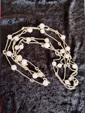 Talbots Silver Tone Multi-Strand Rose Quartz Station Necklace - Like New